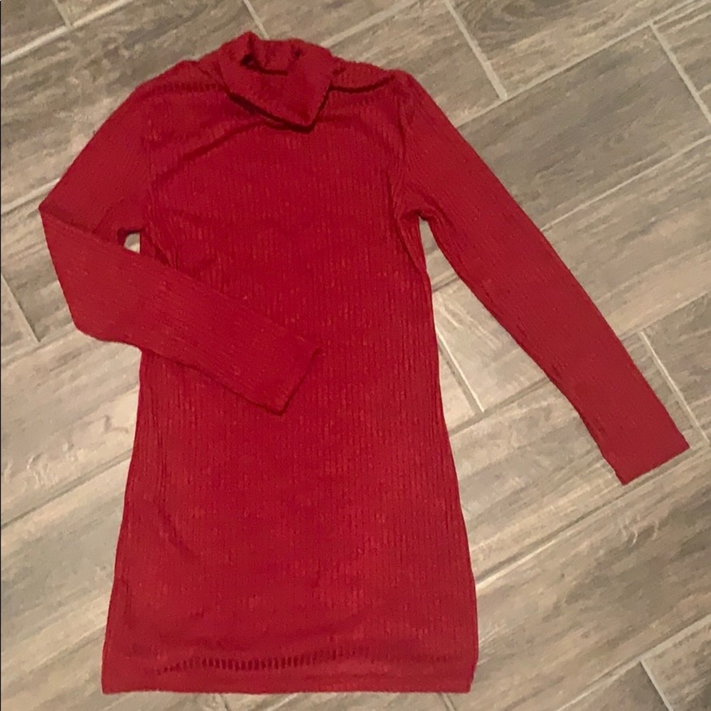 Dark red sweater dress